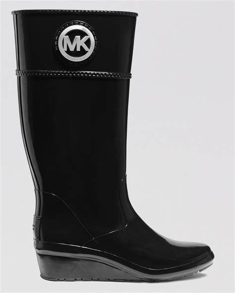 michael kors black and white rain boots|Michael Kors wedge rain boots.